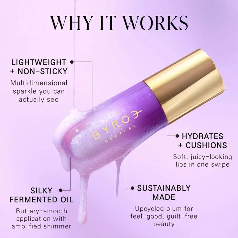 BYROE Sugar Plum Shimmer Lip Oil 0.12 fl.oz. NIB - Picture 3 of 13